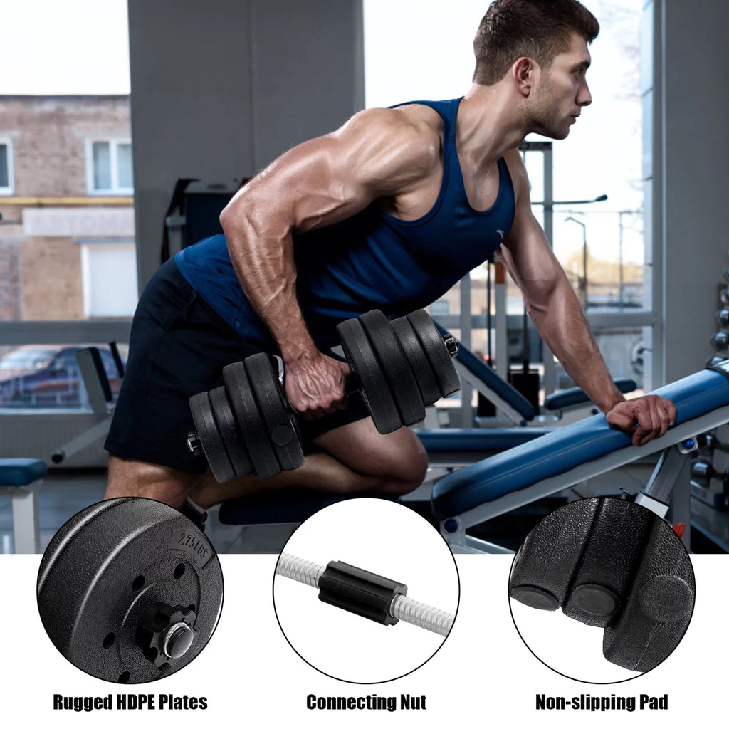 66Lbs 2 in 1 Adjustable Dumbbell Set W837954