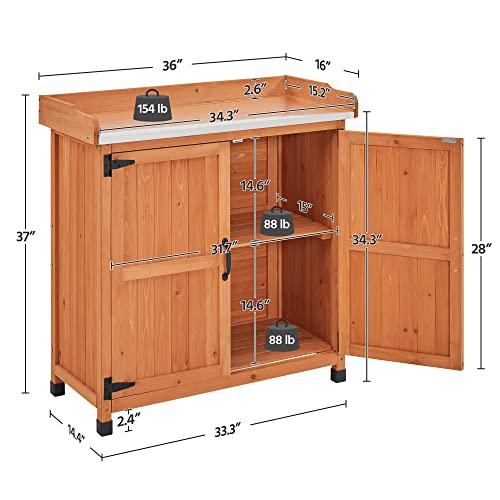 Brown Wooden Potting Bench Table with Removable Shelf Q37120